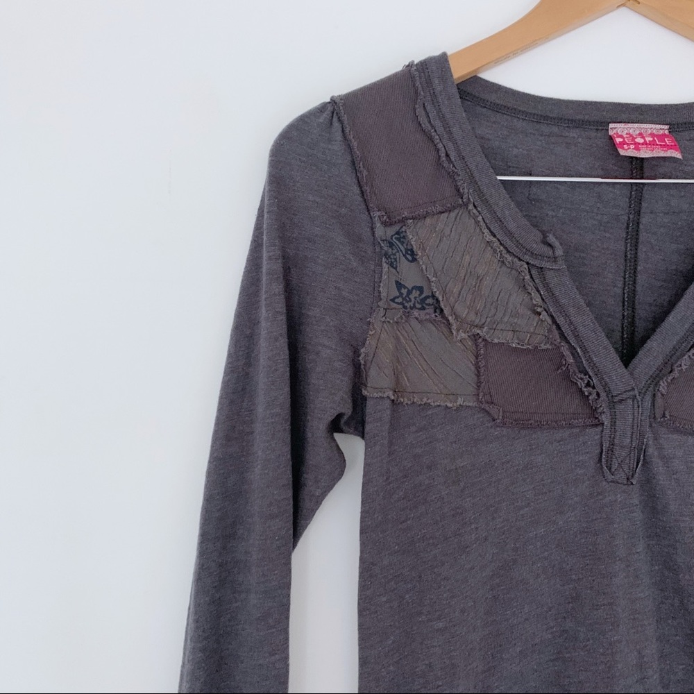 Free People Patchwork Thermal With Button Cuff - image 2